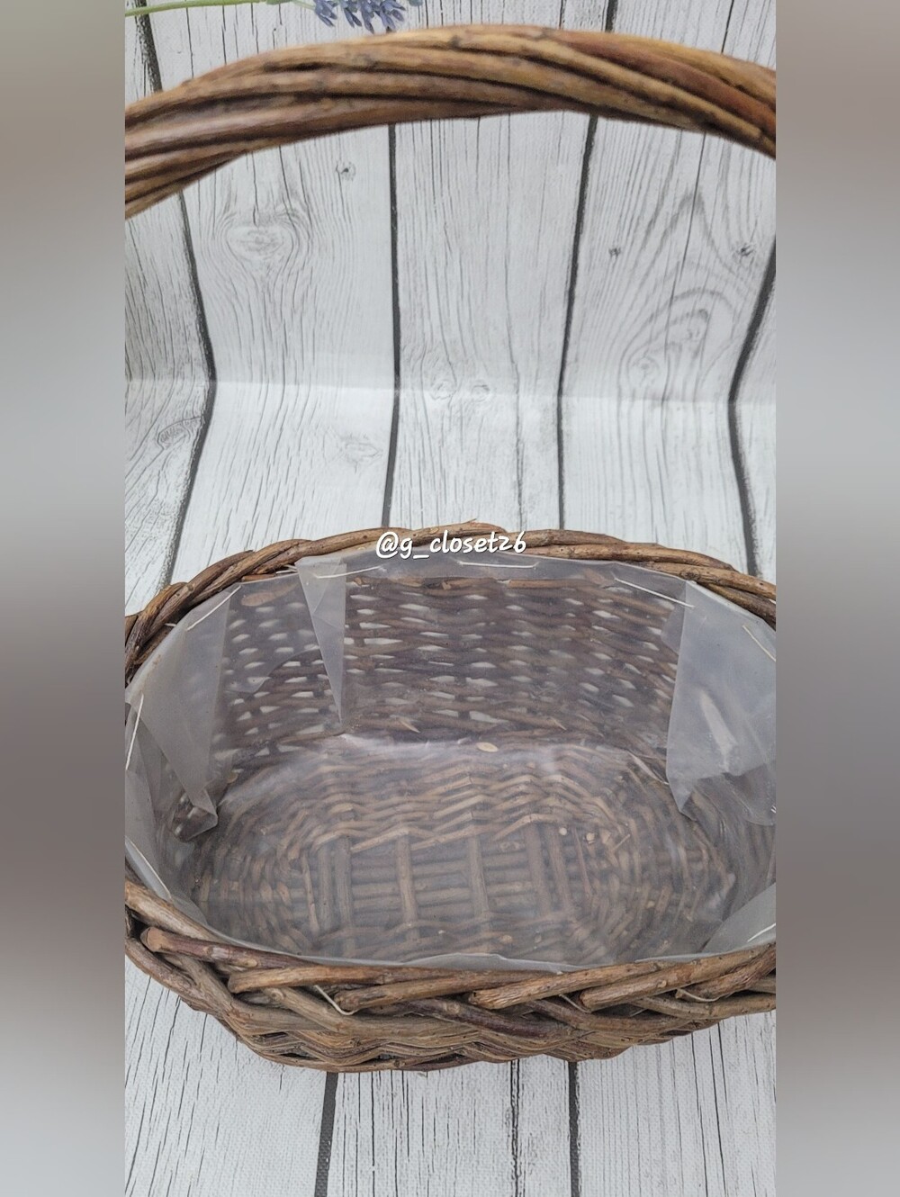 Woven Brown Willow Planter Basket with Handle - Picture 10 of 10